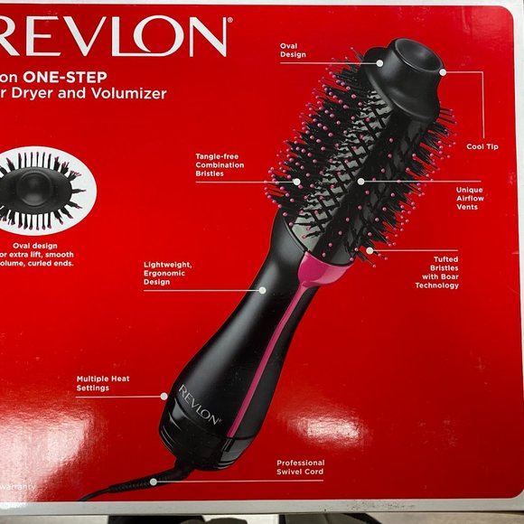 Brand New - REVLON One-Step Hair Dryer Volumizer Hot Air Brush, Black & Pink - Picture 3 of 4